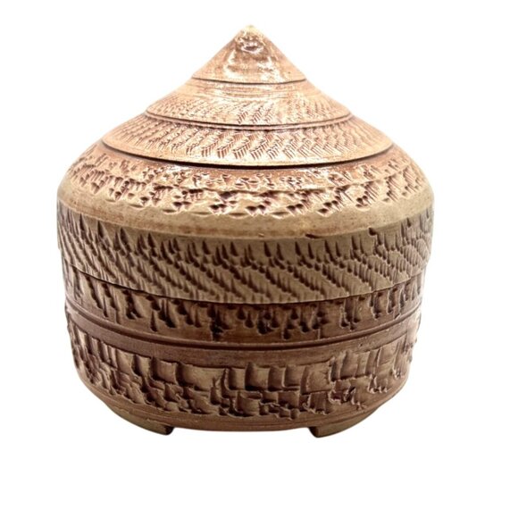 Ken Patterson Handcrafted Brown Textured Ceramic Box With Lid For Trinkets - Picture 3 of 7